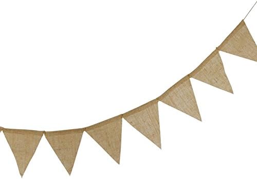 G2PLUS 4M Hessian Burlap Bunting, 12PCS Rustic Linen Bunting Flags, Outdoor Linen Burlap Banner - Image 4