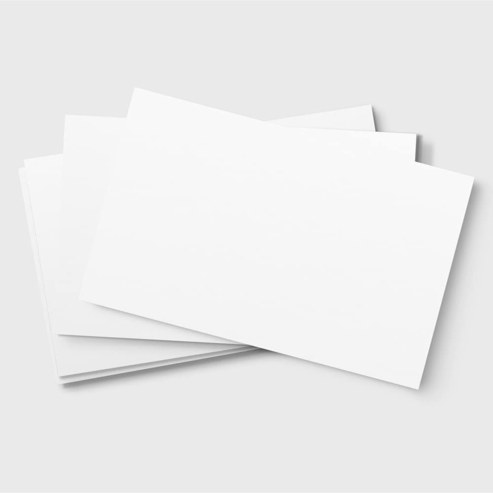 Pack of 50 Blank Flash Cards White (85 x 55 mm) Business Cards White for Business Message Cards, Craft Words Paper Cards Papa Prints®