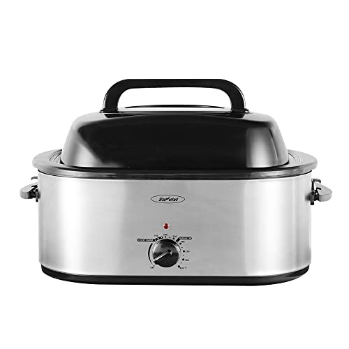 26lb 22Quart Roaster Oven with Visible Glass Lid, Sunvivi Electric