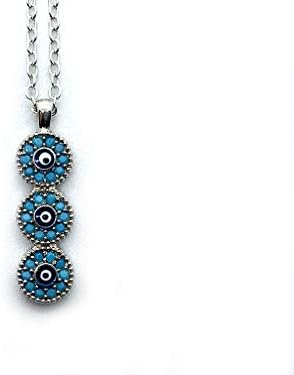 Evil Eye Pendant Necklace for Women - 17 inch Chain