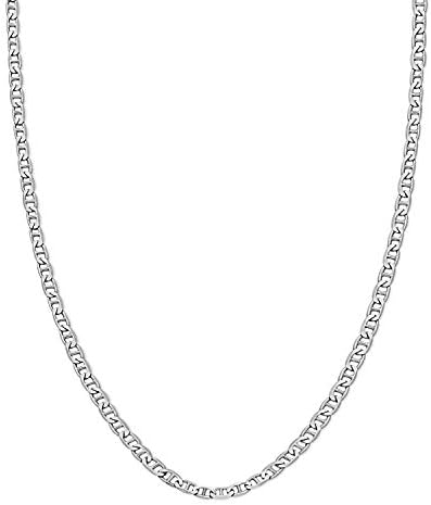 Savlano 925 Sterling Silver 3.5mm Italian Solid Flat Mariner Link