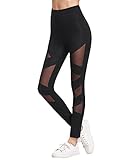 SweatyRocks Women's Mesh Stretchy Leggings Sports Workout Yoga Active Tights Black XS