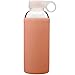 Bonison Novelty Durable Glass Water Bottle with Colorful Soft Silicone Sleeve (14 Ounce, Peach)