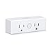 AUKEY Mini Wi-Fi Smart Plug with Dual Outlets, No Hub Required, Compact Socket Compatible with Alexa, Google Assistant, IFTTT, and AUKEY Home App
