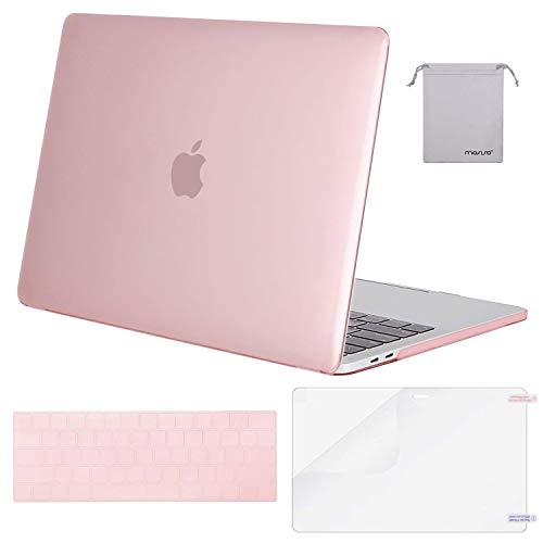 MOSISO MacBook Pro 13 inch Case 2019 2018 2017 2016 Release A2159 A1989 A1706 A1708, Plastic Hard Shell &Keyboard Cover &Screen Protector &Storage Bag Compatible with MacBook Pro 13, Pink