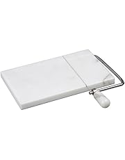 Creative Home Natural Marble Stone Cheese Slicer Butter Cutter with Replacement Wire, 5" L x 8" W, Off-White (color may very)