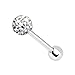 BodyJ4You Tongue Ring Clear Crystal Paved Ferido Ball 14G (1.6mm) Surgical Steel Barbell Body Piercing