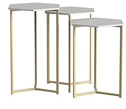 Walker Edison Modern Hexagon Nesting Side End Table