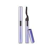 Huluwa Heated Eyelash Curler Stylish Portable Lasting Electric Heated Eyelash Brush Pen Beauty Makeup Tool, Purple(New Version)
