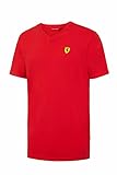 Ferrari Men's Red Classic V-Neck T-Shirt with Embroidered Scudetto on Chest (Large )