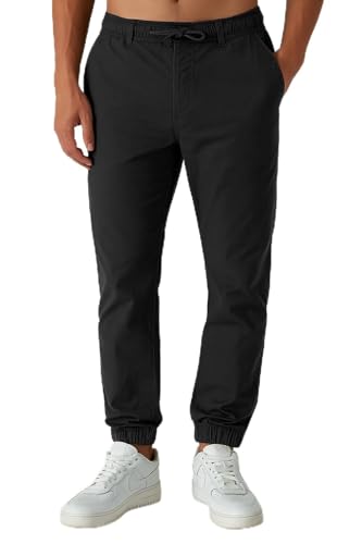 Smith &Amp; Solo Chino Hose Herren - Freizeithose Hosen Chinohose Baumwolle Arbeitshosen Männer Mit Kordelzug Jogginghose Regul Chinos Lang (Schwarz, M)