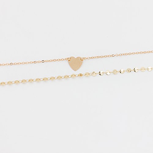 Zealmer Layered Metal Chain Gold Anklet Bracelet Beach Foot Jewelry Charm Heart