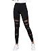 SweatyRocks Women's High Waisted Knit Mesh Insert Pants Tummy Contro Workout Athletic Yoga Leggings Black S
