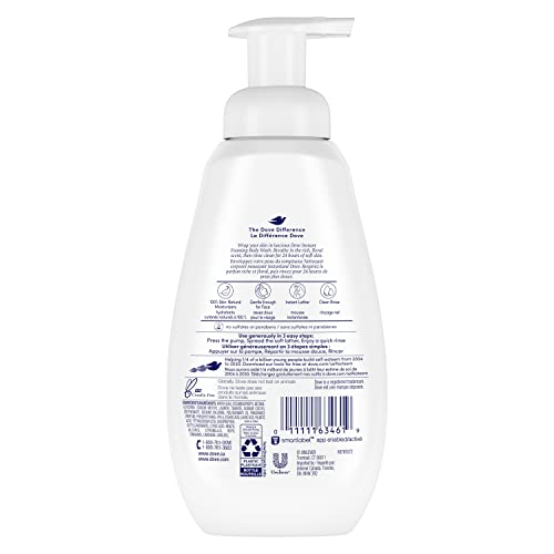 DOVE INSTANT FOAMING BODY WASH FOR SOFT, SMOOTH SKIN DEEP MOISTURE CLEANSER THAT EFFECTIVELY WASHES AWAY BACTERIA WHILE NOURISHING YOUR SKIN 13.5 OZ