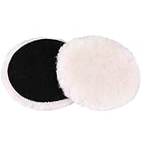 LotFancy 5-Inch Wool Polishing Pads - Car Auto Buffing Pads, Used with Rotary and Random Orbit Sander/Polisher, Pack of 2