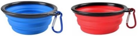 KNIGHT SUPPLIES 12 oz Travel Dog Bowl PRO 2-pack Portable Collapsible Silicone Water Food Pet Dish Bottle Coolest Top Rubber Large Small Puppy Supply Accessory Feeder