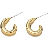 UELSTA Lunar Crescent Stud Earrings for Women 18K Gold/White Gold Real-Gold-Plated Recycled Brass 925 Silver Posts PVD Coating Minimalist & Versatile Sustainable Jewelry