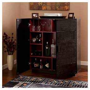 Aprodz Mango Wood Wine Storage Stylish Haxtun Bar Cabinet for Living Room | Ebony Finish