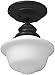 Amazon Brand – Ravenna Home Flush Mount Pendant Ceiling Light with Opal Glass Shade And LED Light Bulb - 7.75 x 7.75 x 10 Inches, Dark Bronze