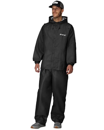 Photo 1 of **MAJOR DAMAGE - Item is ripped**
FROGG TOGGS Mens Pro Lite Suit, Waterproof, Breathable, Dependable Wet Weather Protection Rain, Carbon Black, XL-XXL US