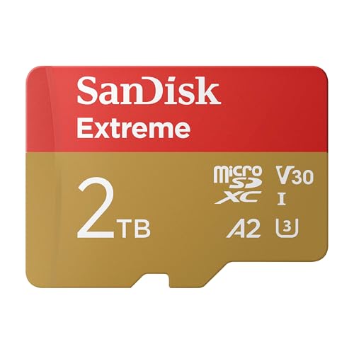 SanDisk Extreme 2TB microSDXC card + SD adapter (For Action Cams, Drones, Smartphones, Speeds up to 240 MB/s, 4K UHD) A2, RescuePRO Deluxe, UHS-I, U3, V30