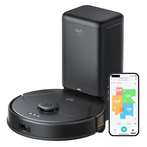 eufy X8 Pro Saugroboter mit Absaugstation & Wischfunktion, Twin-Turbine 2× 4.000Pa Saugkraft, Entwirrungs-Bürste, iPath Laser-Navigation, ideal für Hartböden & Teppiche thumbnail 1