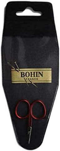Bohin BH24315 Embroidery Scissors Mini Soft Touch 2 1/4", Metal, Silver/Red, 0.1 x 4 x 6 cm