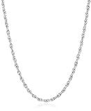 14k White Gold Solid Diamond-Cut Rope Chain Necklace (1.5mm ), 18