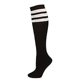 AJs Retro Knee High Tube Socks - Black, White-M