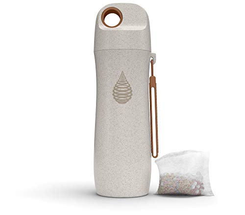 pH CONSCIOUS Filtered Water Bottle - Alkaline Water Filter Ionizer - Filtering Purifier Bottle - Made From Wheat Straw- Increase pH, Reduce Fluoride, Remove Heavy Metals & Chlorine, 16oz, 450ml