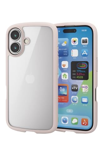エレコム iPhone 16 ケース クリア 耐衝撃 衝撃吸収 フレームカラー ハイブリッド 薄型 軽量 ワイヤレス充電対応 ストラップホール付き 全周エアークッション ストラップホルダーシート付 ピンク PM-A24ATSLFCPN