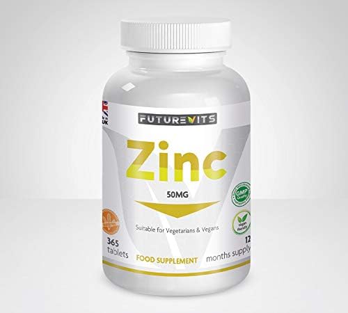 Zinc 50mg | 365 Tablets 1 Easy to Swallow Zinc Gluconate Tablet a Day (12 Month's Supply) Allergen Free High Strength Made in UK Futurevits