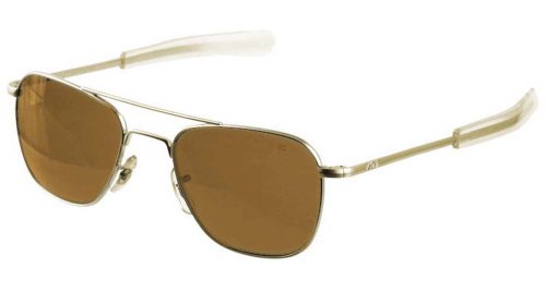 AO Eyewear Original Pilot 55mm 23K Gold Frame Bayonet Temple Cosmetan Brown Glass Lens Sunglasses USMC USAF USN