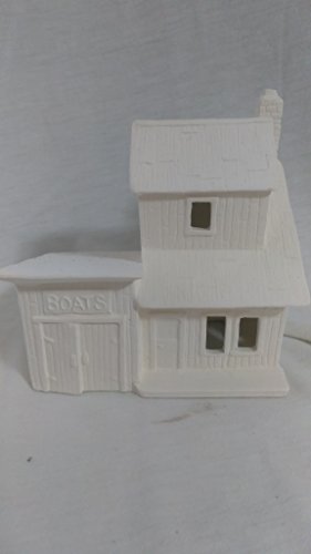 Boat House 5" x 5" x 3" Ceramic Bisque, ready to paint