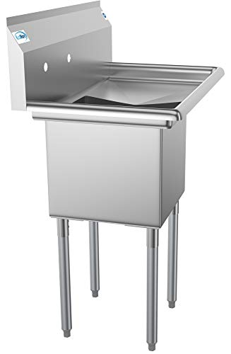 KoolMore 1 Compartment Stainless Steel NSF Commercial Kitchen Prep & Utility Sink with Drainboard - Bowl Size 15" x 15" x 12"
