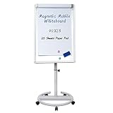 Mobile Dry Erase Board - 40x28 inches Magnetic Portable Whiteboard Stand Easel White Board Flipchart Easel Board with 25 Sheets Paper Pad