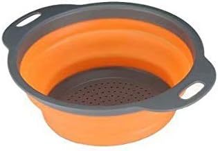 LINSUAN Bottom Drainers, Folding drain basket round water filter basket telescopic folding fruit washing basket(L)