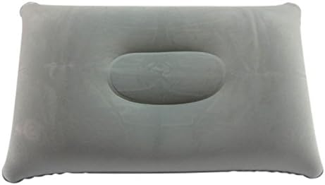 Soto6ro Portable Air Inflatable Pillow Pvc Rectangle Cushion For Outdoor Travel Gray