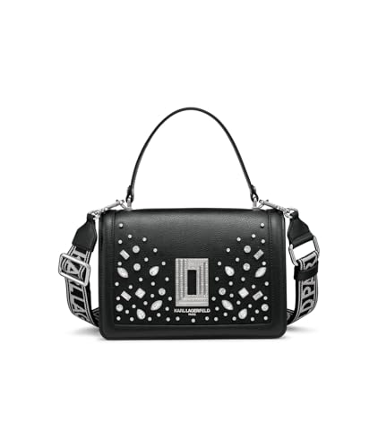 KARL LAGERFELD Women's Simone Rhinestone Satchel Crossbody, Black, One Size