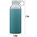 Bonison Durable Glass Water Bottle with Soft Colorful Silicone Sleeve Handle Lid (Blue, 14oz)