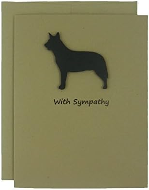Australian Cattle Dog Sympathy Card Single | Black Dog Silhouette Condolences Notecard | Handmade Blue Heeler