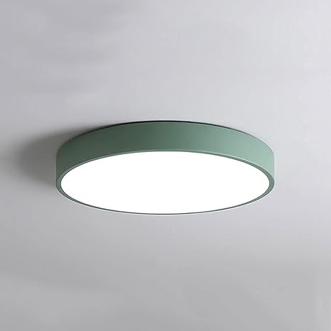 Amazon Co Jp モダンでシンプルな丸型薄型シーリングランプ 3色調光可能シーリングライト フラッシュマウントledシーリングライト 錬鉄製ランプ本体とアクリルランプシェード 3000k 6000k 色 緑 ホーム キッチン