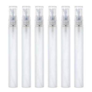 Houseables Small Spray Bottle, Mini Perfume Atomizer, 10 ML, 4.75”, 12 Pack, Glass, Frosted, Spritzer, Fine Mister, 10…
