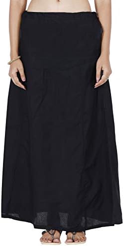 women's Saree inskirt, petticoat 100% cotton,8 part(XXL,Color Black)