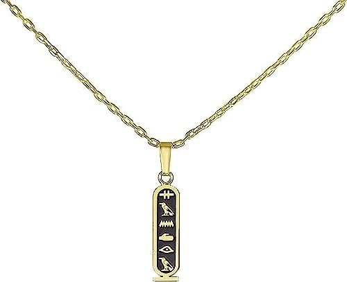 Cleopatra Cartouche Cross Pendant Necklace -18k Gold plated