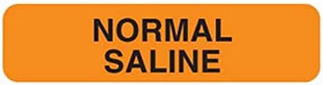Normal Saline 1-1/4" x 5/16" Fl-Orange Label (Roll of 760)