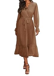 BTFBM Women's Casual Dresses Long Sleeve Wrap V