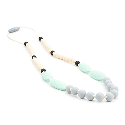 lofca Baby Toys Silicone Teething Necklace for Mom to Wear-BPA Free -Anti Flammatory,Drooling , Teething Pain Reduce Properties-Nursing Necklace Perfect for Breastfeeding Moms-'Ina'(Mint)