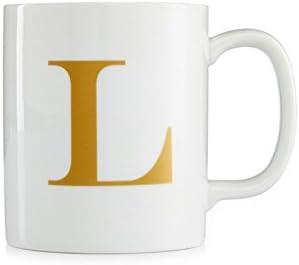 Cellar Collection Porcelain 18 Oz. Mug with Metallic "L" Initial Monogram (L)