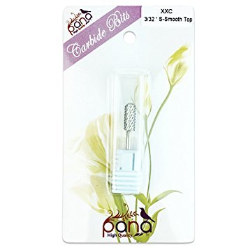 PANA Professional 3/32" Shank Size - Smooth Top Small Barrel Silver Carbide Bit 2X Coarse Grit - Nail Drill Bit for Dremel Machine